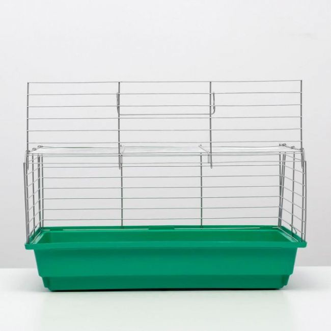 Клетка для кроликов, морских свинок "Пижон" №6, хром, 58 х 40 х30 см, зеленый микс