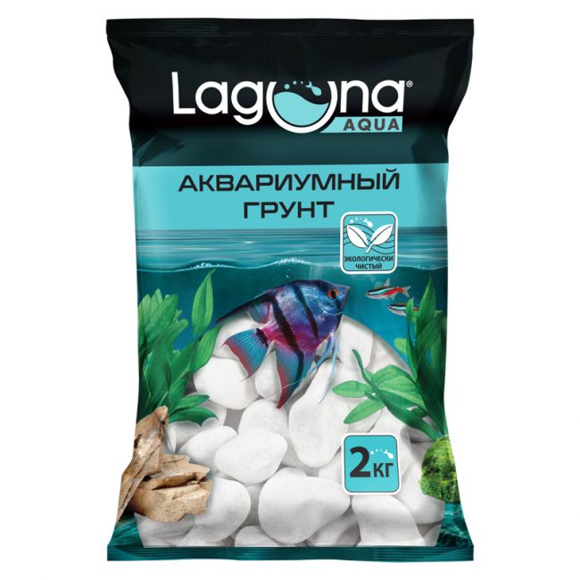 Грунт 10201B галька белая, 2кг, 20-30мм