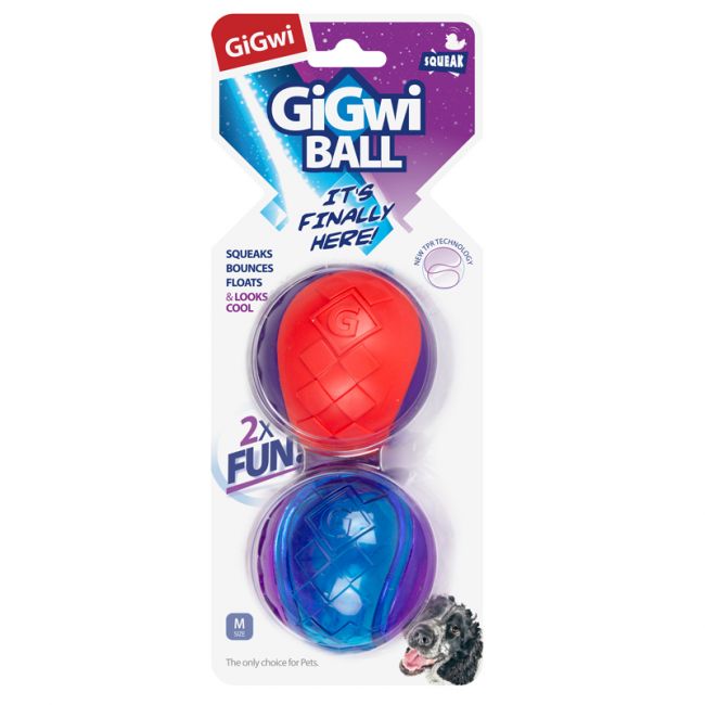 75328 Игрушка для собак Два мяча с пищалкой 6см, серия GiGwi BALL