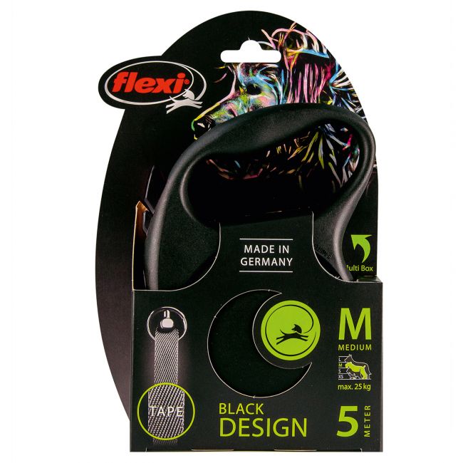 flexi рулетка Black Design M (до 25 кг) 5 м лента черный/серебро flexi рулетка Black Design M (до 25 кг) 5 м лента черный/серебро