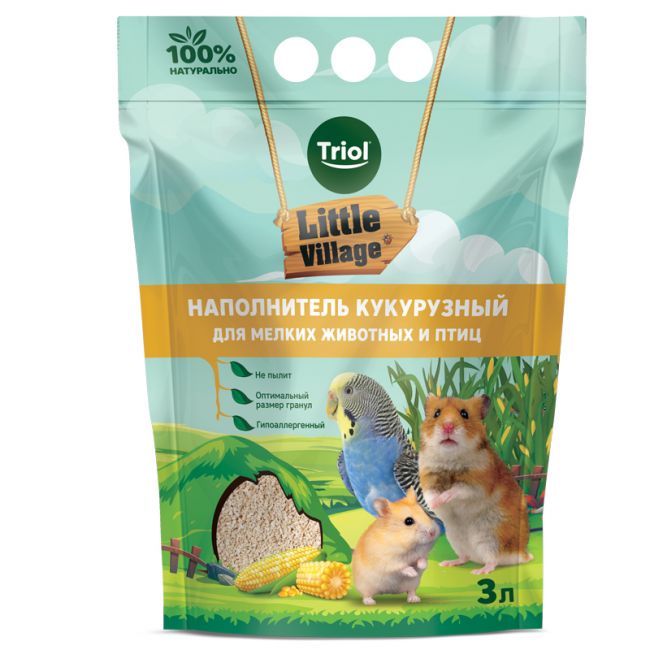 Наполнитель кукурузный для мелких животных и птиц, 3л, серия LITTLE VILLAGE Наполнитель кукурузный для мелких животных и птиц, 3л, серия LITTLE VILLAGE