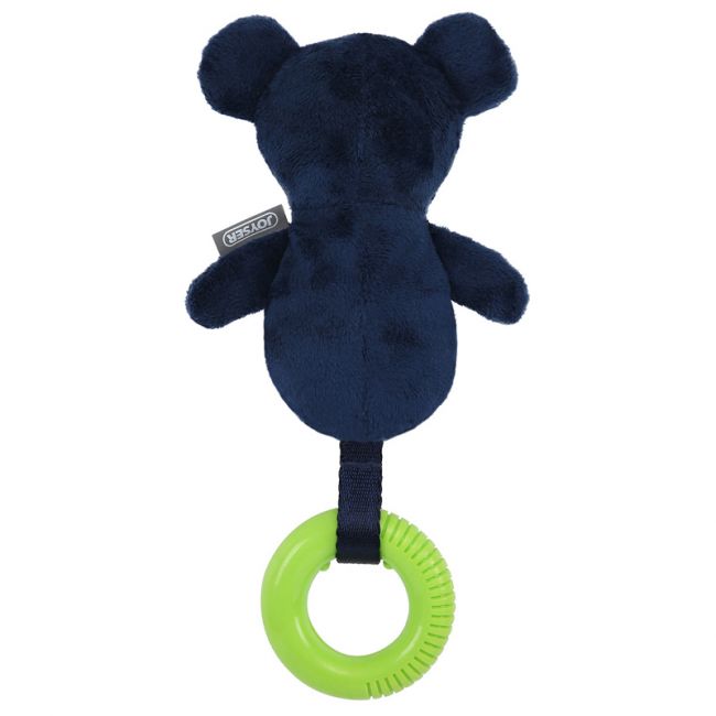 Игрушка для собак JOYSER Puppy Мишка с резиновым кольцом и пищалкой S/M синий, 21 см