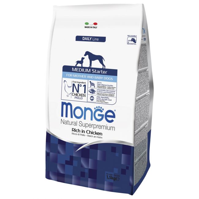 Сухой корм Monge Dog Daily Line Medium Starter для щенков средних пород, из курицы 1,5 кг Сухой корм Monge Dog Daily Line Medium Starter для щенков средних пород, из курицы 1,5 кг