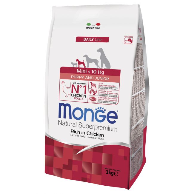 Сухой корм Monge Dog Daily Line Mini для щенков мелких пород, из курицы 3 кг Сухой корм Monge Dog Daily Line Mini для щенков мелких пород, из курицы 3 кг