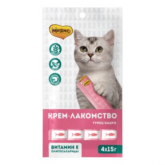 Крем-лакомство Мнямс для кошек с тунцом Кацуо 15 г х 4 шт. Крем-лакомство Мнямс для кошек с тунцом Кацуо 15 г х 4 шт.