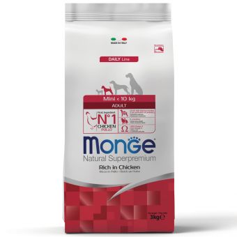 Сухой корм Monge Dog Daily Line Mini для взрослых собак мелких пород, из курицы 3 кг Сухой корм Monge Dog Daily Line Mini для взрослых собак мелких пород, из курицы 3 кг