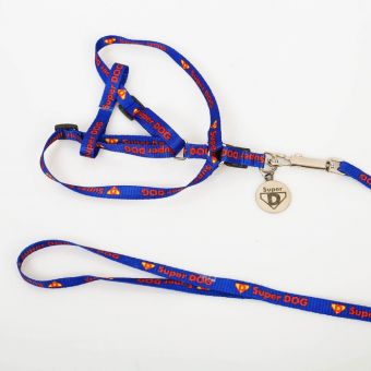Комплект Super DOG, шлейка 26-39 см, поводок 120х1 см, медальон Комплект Super DOG, шлейка 26-39 см, поводок 120х1 см, медальон