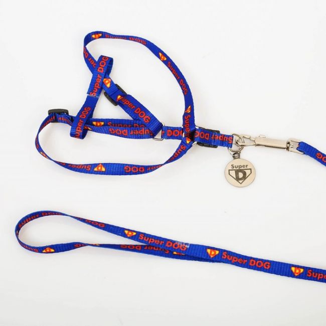 Комплект Super DOG, шлейка 26-39 см, поводок 120х1 см, медальон