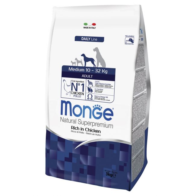 Сухой корм Monge Dog Daily Line Medium для взрослых собак средних пород, из курицы 3 кг Сухой корм Monge Dog Daily Line Medium для взрослых собак средних пород, из курицы 3 кг