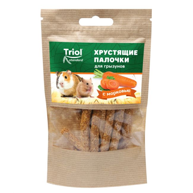 Лакомство хрустящие палочки для грызунов с морковью, 30г, Тriol Standard