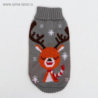 Свитер "Олень на сером", XL (ДС 34, ОШ 34, ОГ 32-51 см) Свитер "Олень на сером", XL (ДС 34, ОШ 34, ОГ 32-51 см)