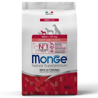 Сухой корм Monge Dog Daily Line Mini для щенков мелких пород, из курицы 800 г Сухой корм Monge Dog Daily Line Mini для щенков мелких пород, из курицы 800 г
