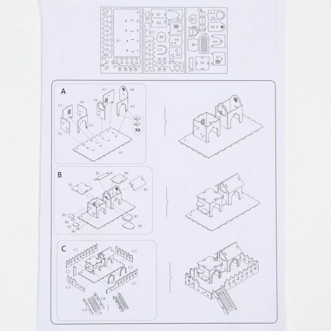 Комплекс-площадка для грызунов с 2 домиками, лесенкой и полочками, фанера, 25 х 14 см, микс 698080