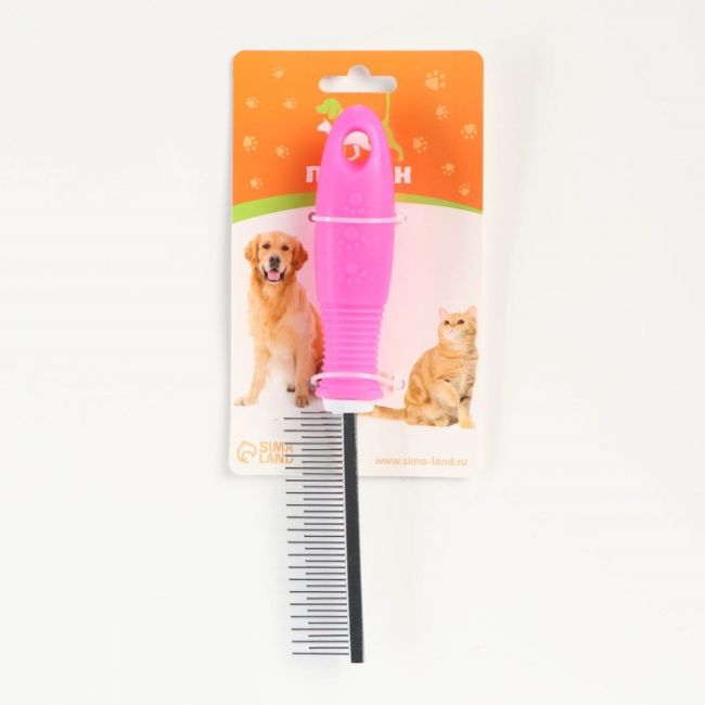 Расчёска "Комфорт" с зубьями разной длины, нескользящая ручка, 21,5 х 3 см, розовая