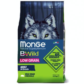 Сухой корм Monge Dog BWild LOW GRAIN для взрослых собак, низкозерновой, из мяса дикого кабана 2,5 кг Сухой корм Monge Dog BWild LOW GRAIN для взрослых собак, низкозерновой, из мяса дикого кабана 2,5 кг
