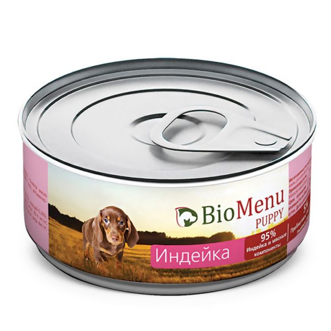 BioMenu PUPPY Консервы д/ЩЕНКОВ Индейка 95%-МЯСО 100гр*24