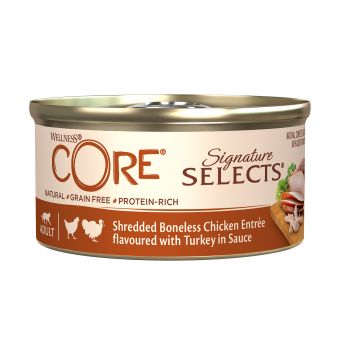 Влажный корм CORE SIGNATURE SELECTS для кошек, из курицы с индейкой в виде фарша в соусе, консервы 79 г Влажный корм CORE SIGNATURE SELECTS для кошек, из курицы с индейкой в виде фарша в соусе, консервы 79 г