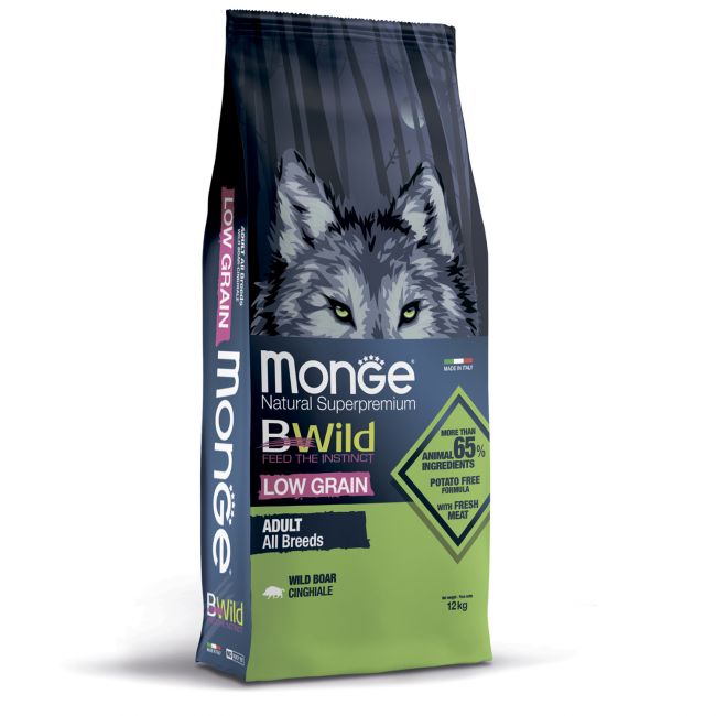Сухой корм Monge Dog BWild LOW GRAIN для взрослых собак, низкозерновой, из мяса дикого кабана 12 кг Сухой корм Monge Dog BWild LOW GRAIN для взрослых собак, низкозерновой, из мяса дикого кабана 12 кг