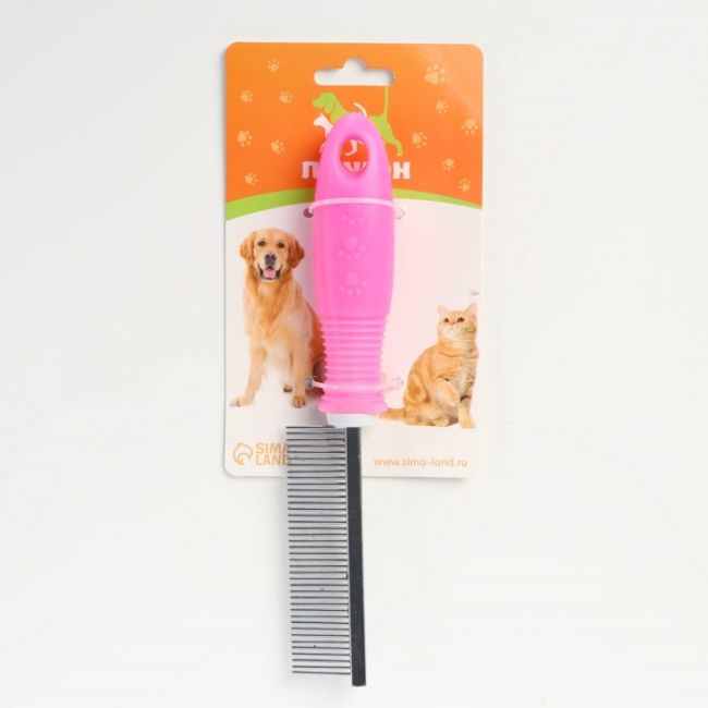 Расчёска "Комфорт" с прямыми зубьями, нескользящая ручка, 21,5 х 3 см, розовая