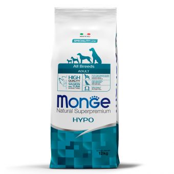 Cухой корм Monge Dog Speciality Line Hypo корм для взрослых собак, гипоаллергенный, лосось с тунцом 12 кг