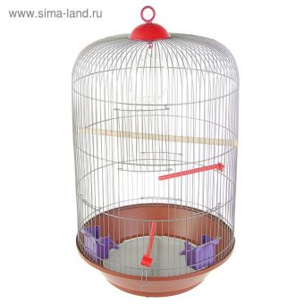 Клетка для птиц круглая, трехярусная сварная, большой поддон, 40 x 77 см, микс цветов Клетка для птиц круглая, трехярусная сварная, большой поддон, 40 x 77 см, микс цветов