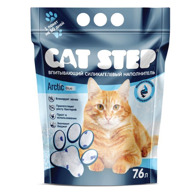 Наполнитель впитывающий силикагелевый CAT STEP Arctic Blue, 7,6 л