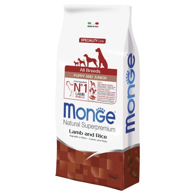 Сухой корм Monge Dog Speciality Line Puppy&Junior корм для щенков всех пород, из ягненка с рисом 12 кг Сухой корм Monge Dog Speciality Line Puppy&Junior корм для щенков всех пород, из ягненка с рисом 12 кг