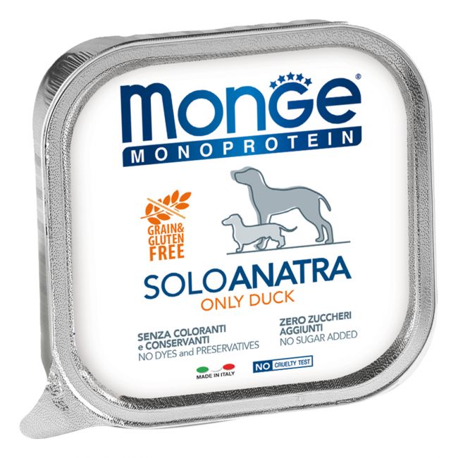 Влажный корм Monge Dog Monoprotein для собак, паштет из утки, консервы 150 г