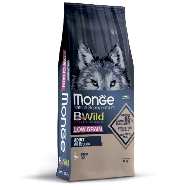 Сухой корм Monge Dog BWild LOW GRAIN для взрослых собак, низкозерновой, из мяса гуся 12 кг Сухой корм Monge Dog BWild LOW GRAIN для взрослых собак, низкозерновой, из мяса гуся 12 кг
